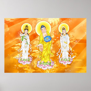 Poster Amitabha Bouddha et Bodhisattva