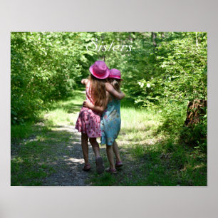 Poster Amitié des soeurs dans le pays rustique du printem