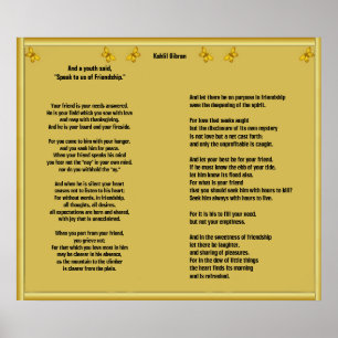 Poster Amitié par Kahlil Gibran