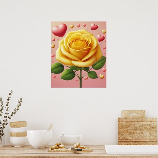 Poster Amitié Rose jaune (Cuisine)