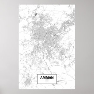 Poster Amman, Jordan (black on white)