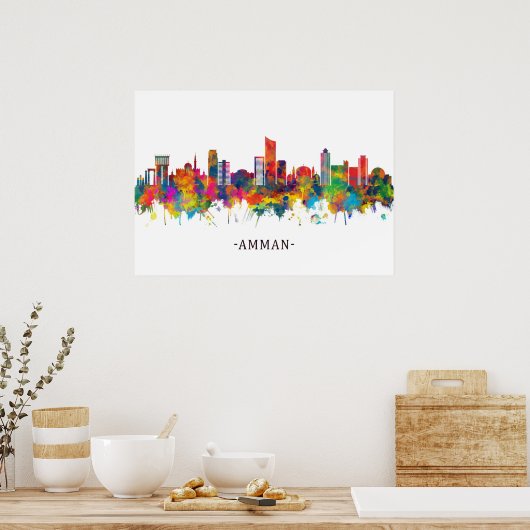 Poster Amman Jordan Skyline (Cuisine)