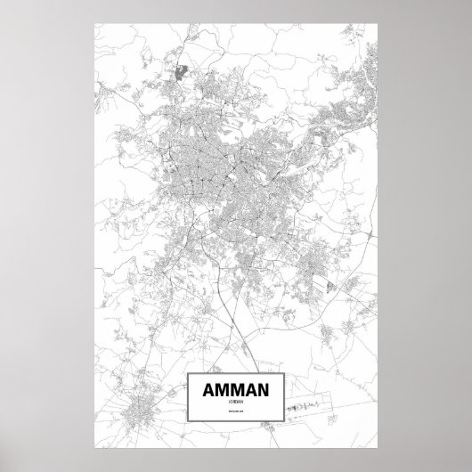 Poster Amman, Jordanie (noir sur blanc) (Devant)