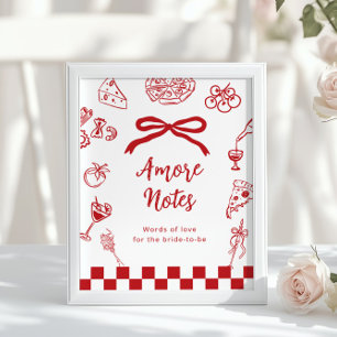 Poster Amore notes C'est l'amour Conseils en rouge enterr