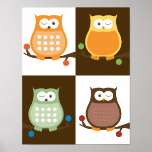 Poster Amore Owls Pop Art Imprimer 11 x 14