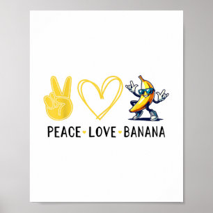 Poster Amour amusant Banana mignonne Banana Paix Amour Ba
