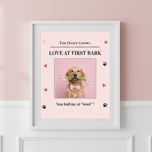 Poster Amour au premier aboiement Chien personnalisé