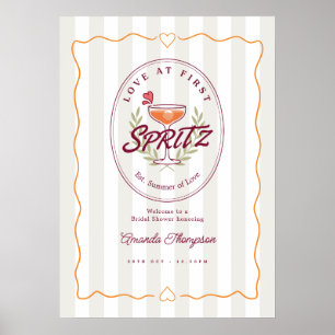 Poster Amour au premier Spritz Accueil de mariage preppy