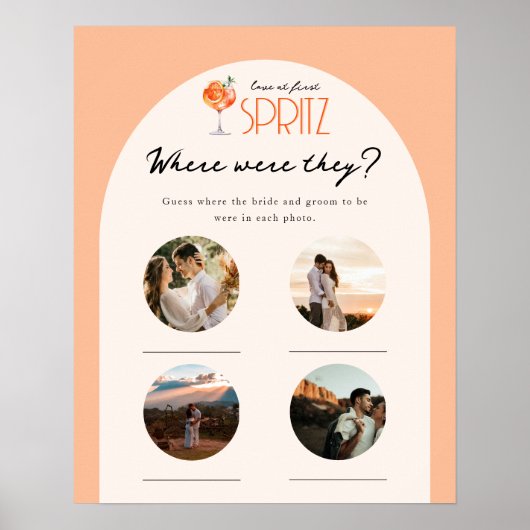 Poster Amour au premier Spritz Photo de mariage Où étaien (Devant)