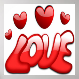 POSTER AMOUR AVEC LES COEURS ROUGES