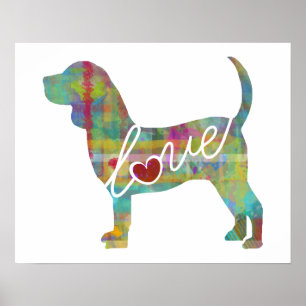 Poster Amour beagle : Une aquarelle moderne