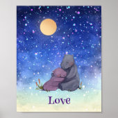 Poster Amour, bébé hippopotame et sa mère (Devant)