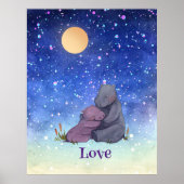 Poster Amour, bébé hippopotame et sa mère (Devant)