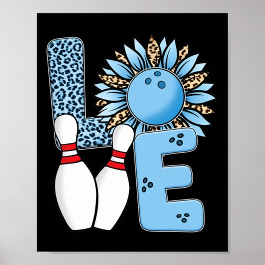 Poster Amour Bowling Léopard Tournesol Pour La Saint-Vale (Devant)