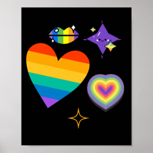 Poster Amour coeur- arc-en-ciel. LGBTQ-Pride