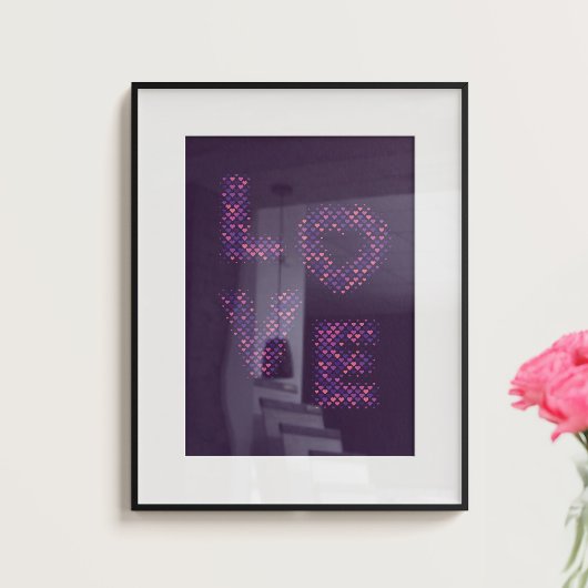 Poster Amour, cœurs et couleur violette.