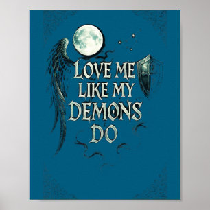 Poster Amour comme les démons Lune gothique