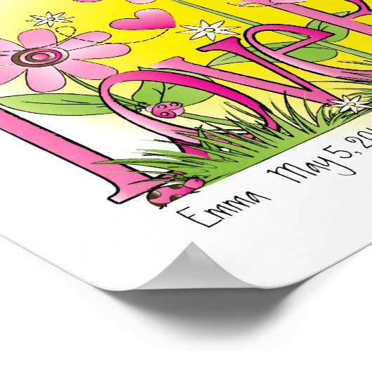 Poster Amour customisé Bug Lady Bug Girls Salle Wall Art (Coin)