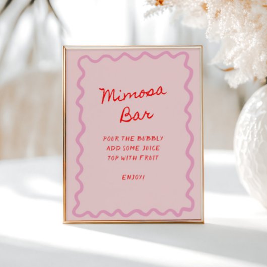 Poster Amour dans Bloom Red Pink Mimosa Bar