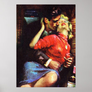 Poster Amour Dans Le Train Cabine Pâte Vintage Art