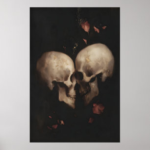 Poster Amour de crâne gothique imprimable squelette roman