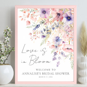 Poster Amour de Fleur Sauvage Florale Shower de Mariée en