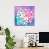 Poster Amour de lapin rose (Bureau à domicile)