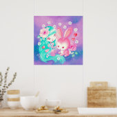 Poster Amour de lapin rose (Cuisine)