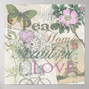 Poster Amour de Maison de Paix Vintage