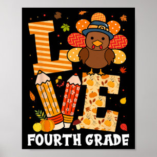 Poster Amour de Thanksgiving Professeur de quatrième anné