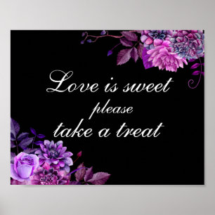 Poster Amour doux prends une friandise. Mariage violet et
