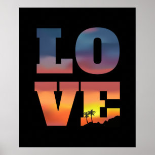 Poster Amour du coucher de soleil tropical