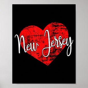Poster amour du New Jersey cool grunge cœur amusant New J