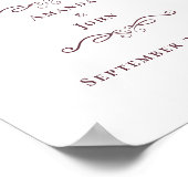 Poster Amour est un élégant traitement de mariage bordeau (Coin)