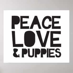 Poster Amour et chiots de paix