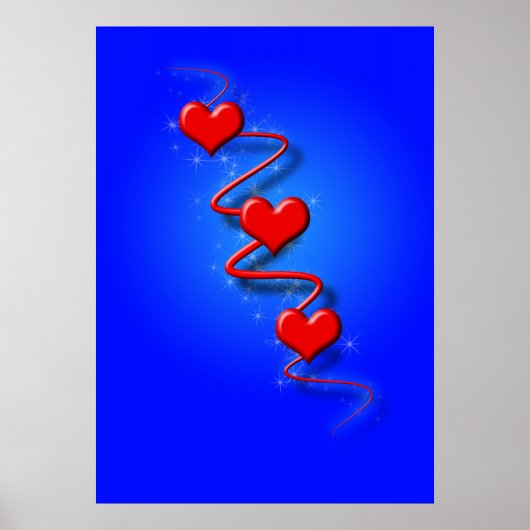 Poster Amour et Coeurs sur le bleu (Devant)