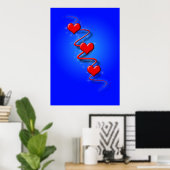 Poster Amour et Coeurs sur le bleu (Bureau à domicile)