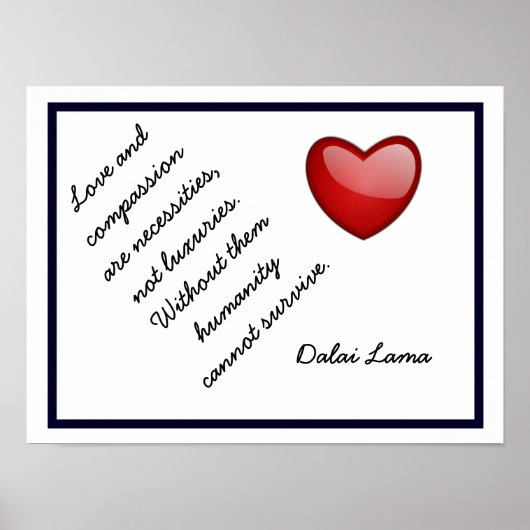 Poster Amour et Compassion - Citation du Dalaï Lama -Impr (Devant)