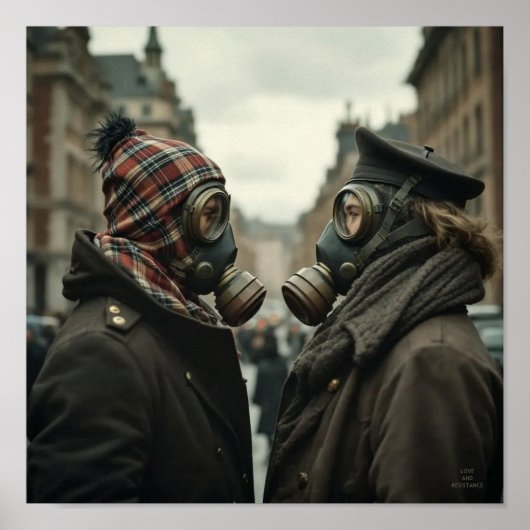 Poster AMOUR ET RÉSISTANCE Romantique Tartan rétro (Devant)