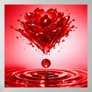 Poster Amour Éternel Rose Liquide Couple Art