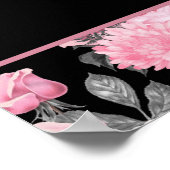 Poster Amour gothique | Squelette rose et noir Coeur flor (Coin)