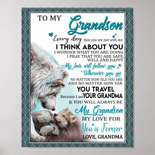 Poster Amour Grandson | Lettre à mon petit-fils de grand- (Devant)