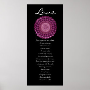 Poster Amour - guirlande magenta de marguerite - premiers