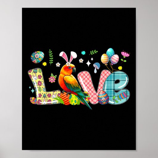 Poster Amour Lapin de Pâques Soleil Conure Chasse Oeufs F (Devant)