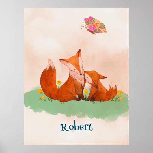 Poster Amour maternel entre une mère renard et son bébé (Devant)