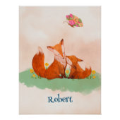 Poster Amour maternel entre une mère renard et son bébé (Devant)