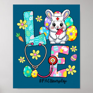 Poster Amour pacu infirmière vie lapin stethoscope pâques