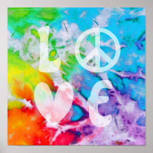 Poster Amour Paix Abstrait Bohème Aquarelle Arc-en-Ciel B