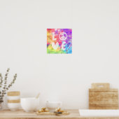 Poster Amour Paix Abstrait Pastel Rainbow Batik Tie Dye (Cuisine)