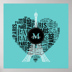 Poster Amour personnalisé Paris Tour Eiffel